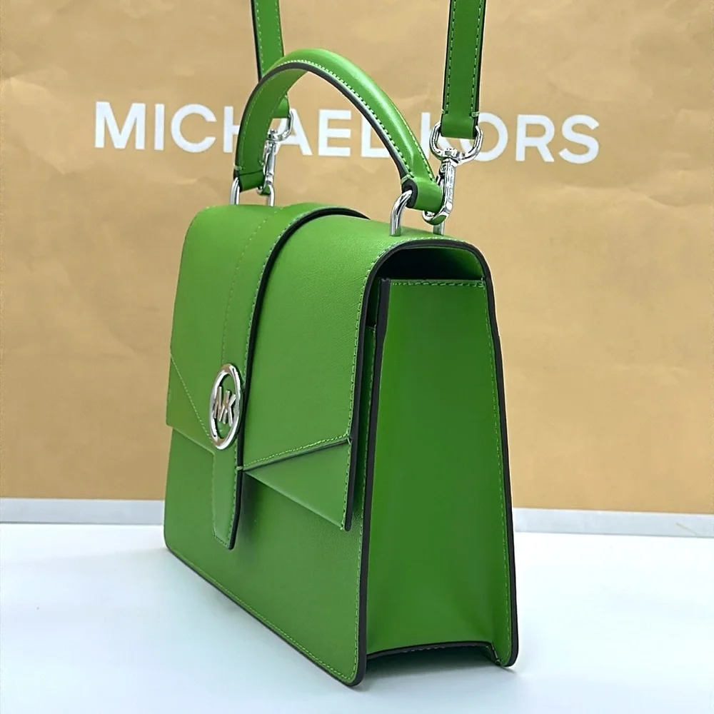 Michael Kors Greenwich Medium Saffiano Leather Satchel Crossbody Shoulder Bag - Picture 4 of 16